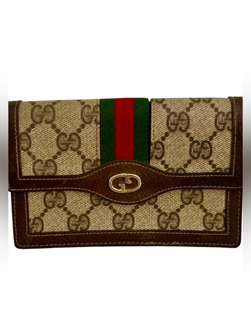 Vintage Gucci GG Monogram Canvas Leather Clutch Wallet